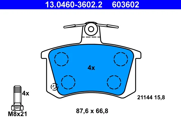 Sada brzdových destiček, kotoučová brzda ATE 13.0460-3602.2