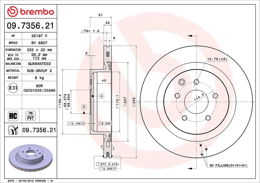 Brzdový kotouč BREMBO 09.7356.21