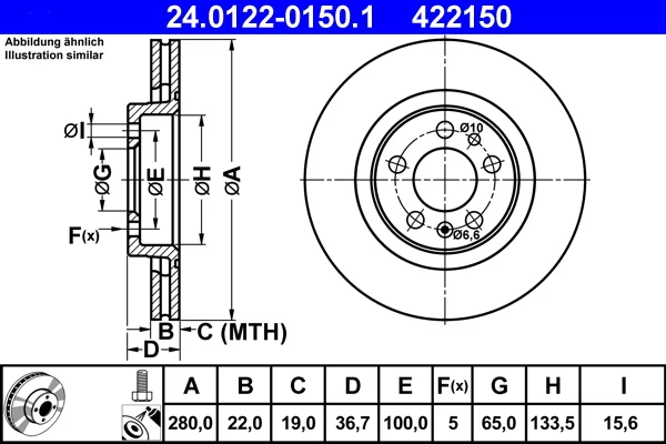 Brzdový kotouč ATE 24.0122-0150.1