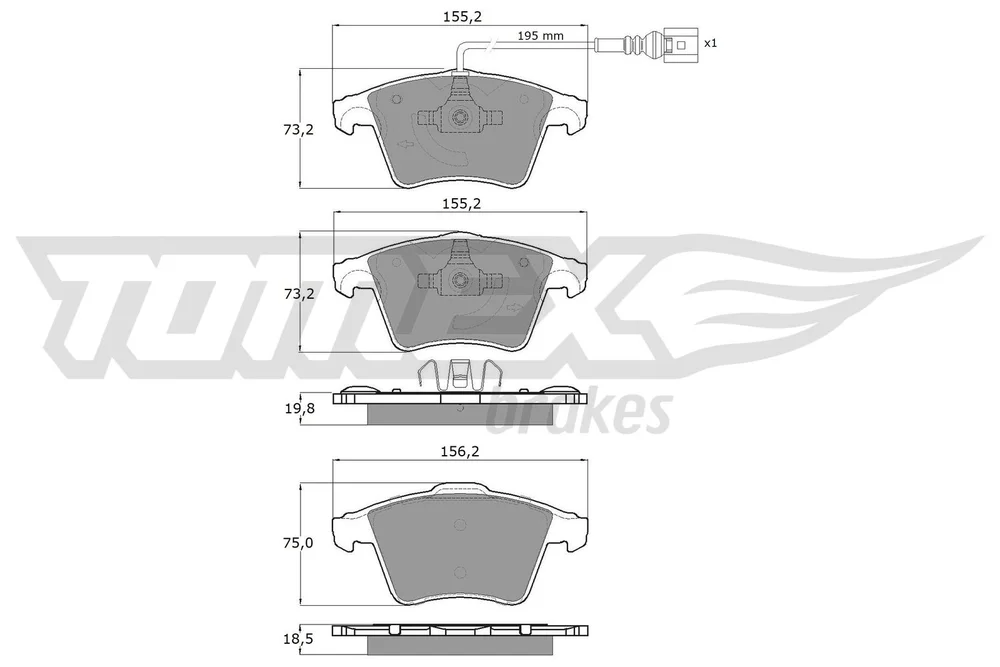 Sada brzdových destiček, kotoučová brzda Tomex Brakes TX13-93