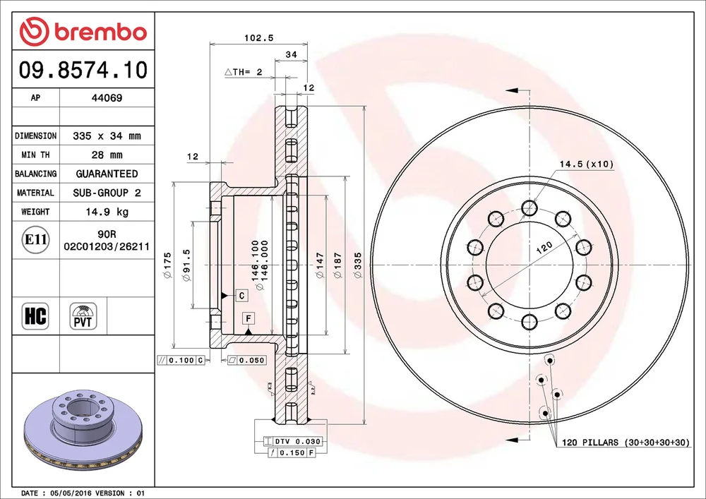Brzdový kotouč BREMBO 09.8574.10