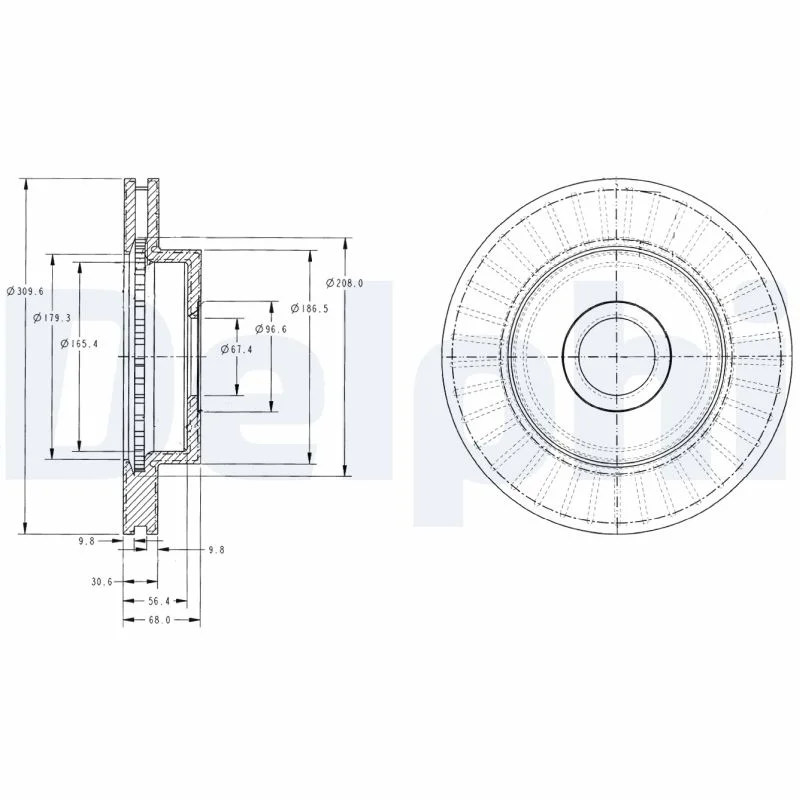 Brzdový kotouč DELPHI BG3659 – OE 52098672
