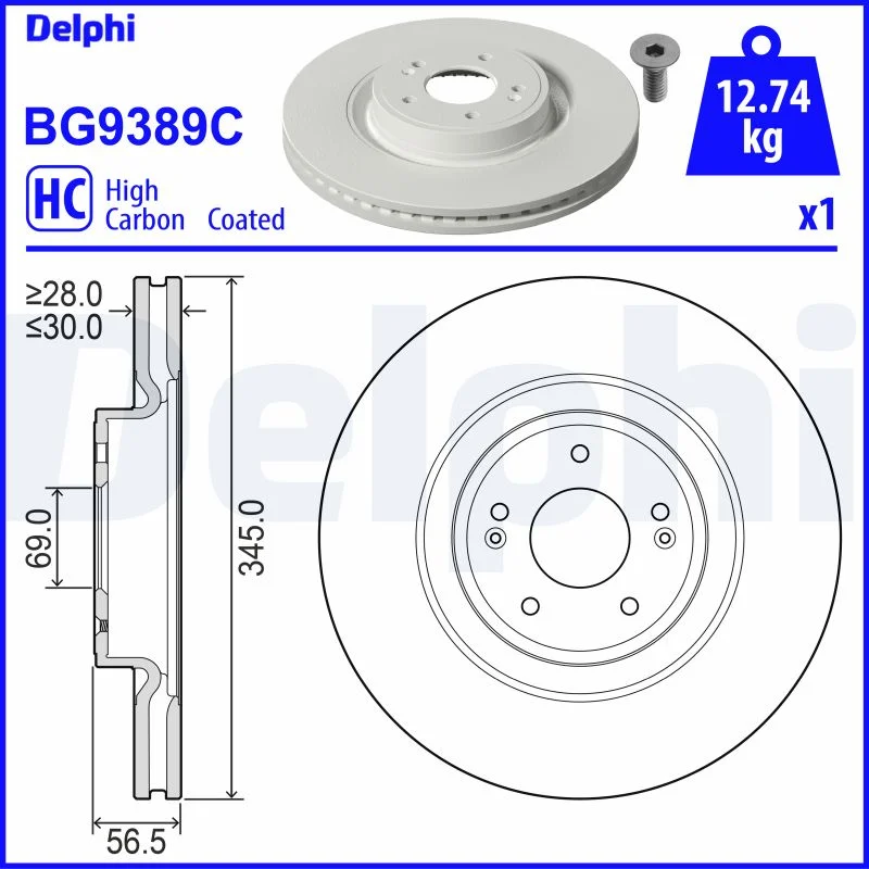 Brzdový kotouč DELPHI BG9389C – OE 51712J5250
