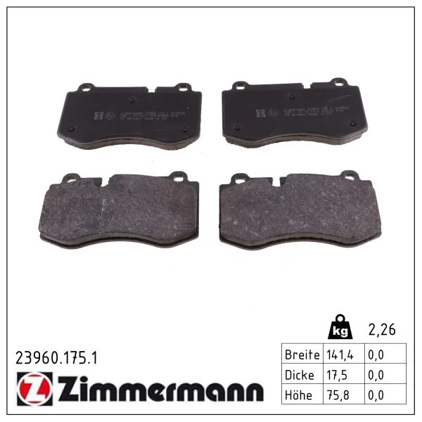 Sada brzdových destiček, kotoučová brzda ZIMMERMANN 23960.175.1