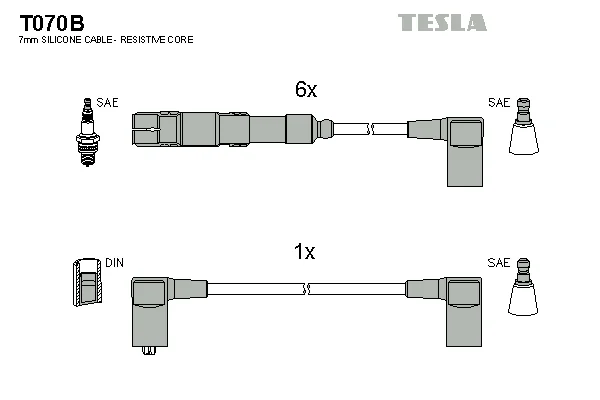Sada kabelů pro zapalování TESLA T070B