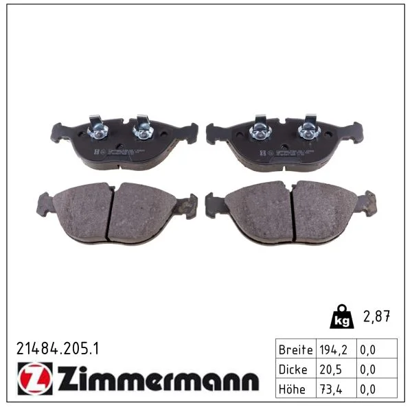 Sada brzdových destiček, kotoučová brzda ZIMMERMANN 21484.205.1