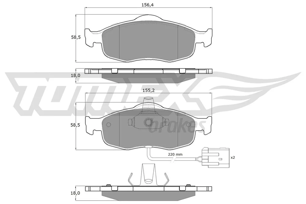 Sada brzdových destiček, kotoučová brzda Tomex Brakes TX11-191