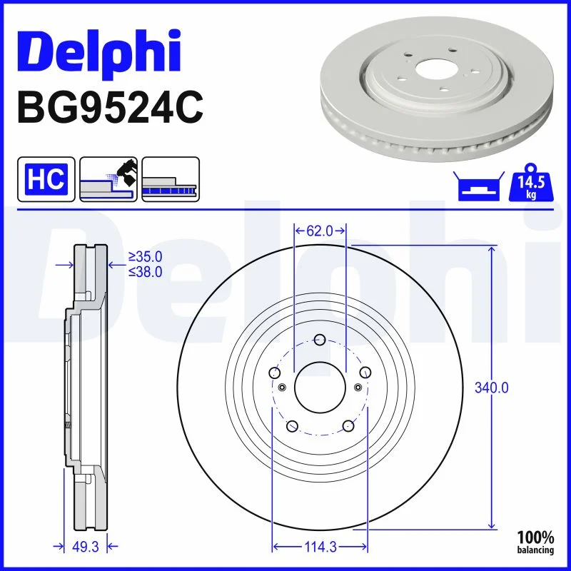 Brzdový kotouč DELPHI BG9524C