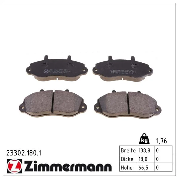 Sada brzdových destiček, kotoučová brzda ZIMMERMANN 23302.180.1