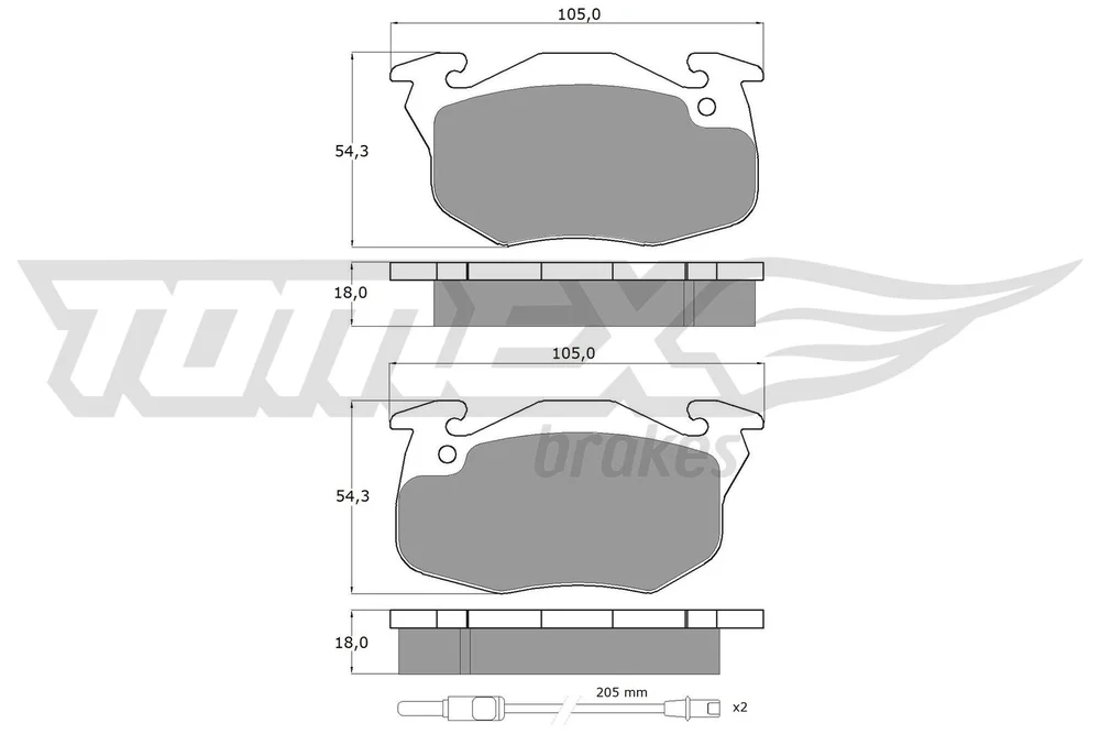 Sada brzdových destiček, kotoučová brzda Tomex Brakes TX10-34
