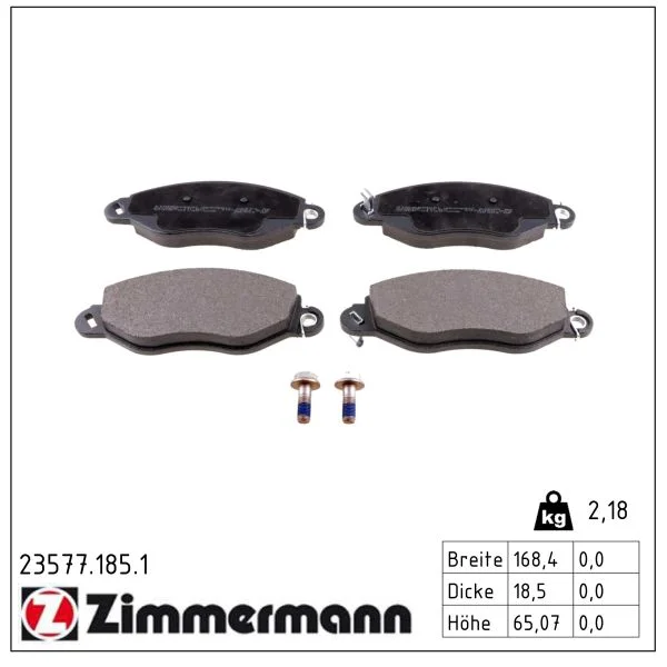Sada brzdových destiček, kotoučová brzda ZIMMERMANN 23577.185.1