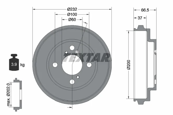 Brzdový buben TEXTAR 94044300 – OE 4351186G10