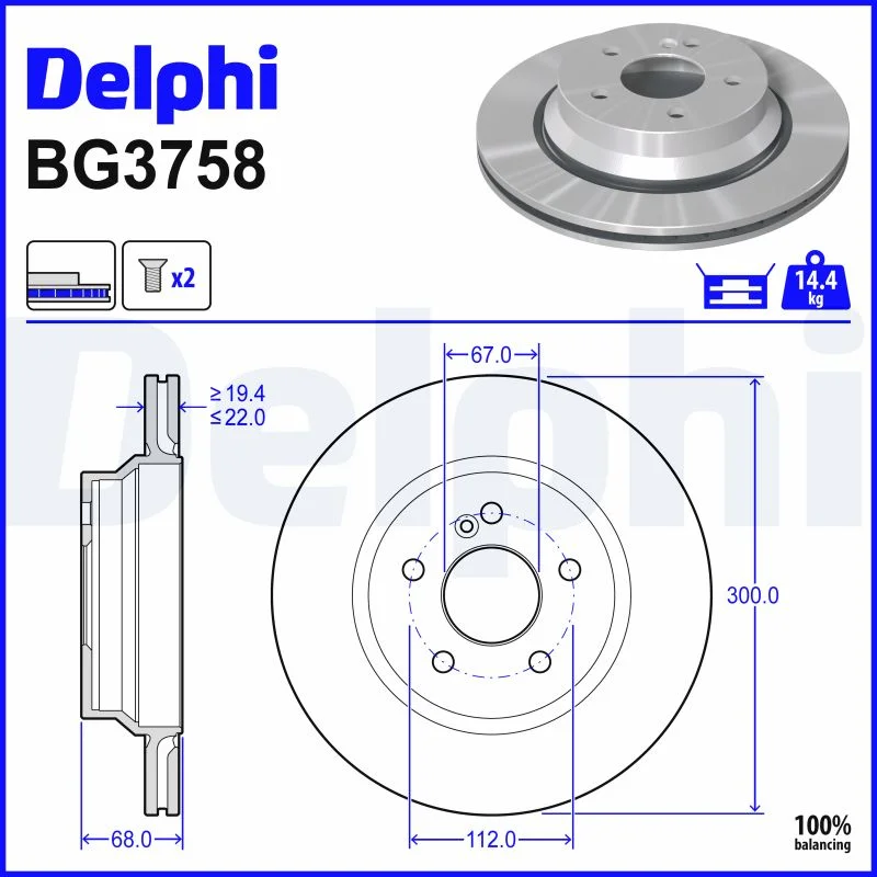 Brzdový kotouč DELPHI BG3758