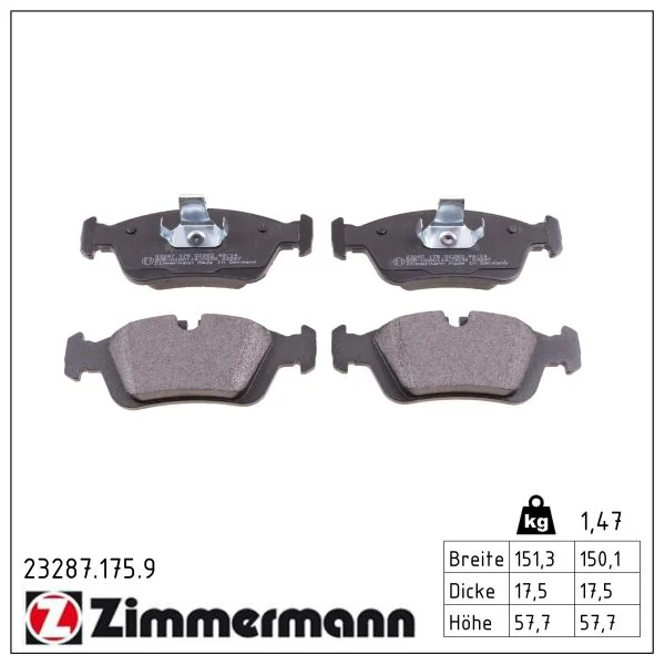 Sada brzdových destiček, kotoučová brzda ZIMMERMANN 23287.175.9