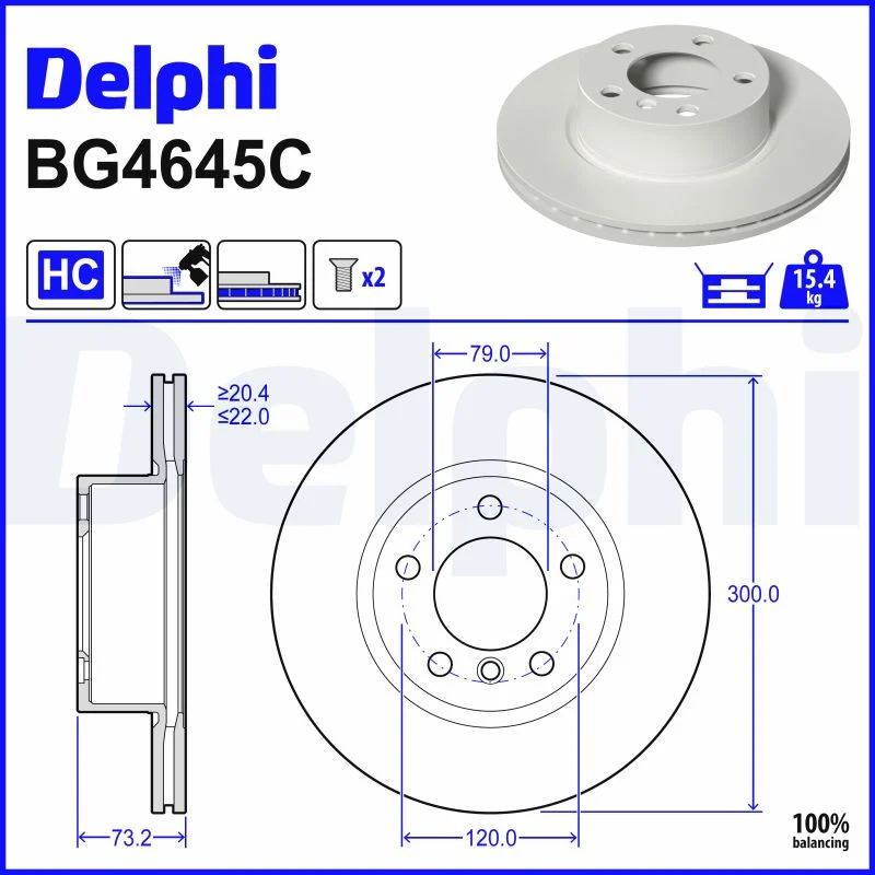 Brzdový kotouč DELPHI BG4645C – OE 34116792217