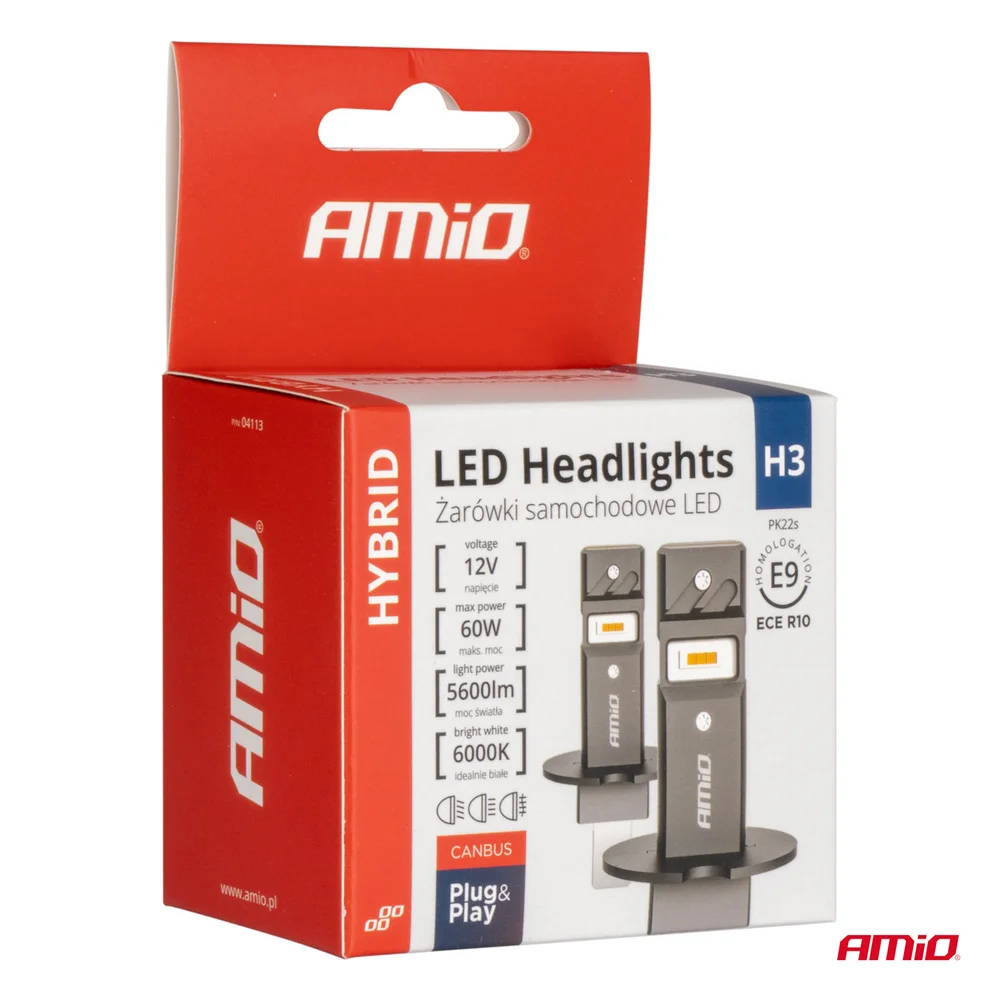 LED žárovky hlavního svícení Hybrid série H3 6000K Canbus 60W AMIO-04113 - Obrázek 5