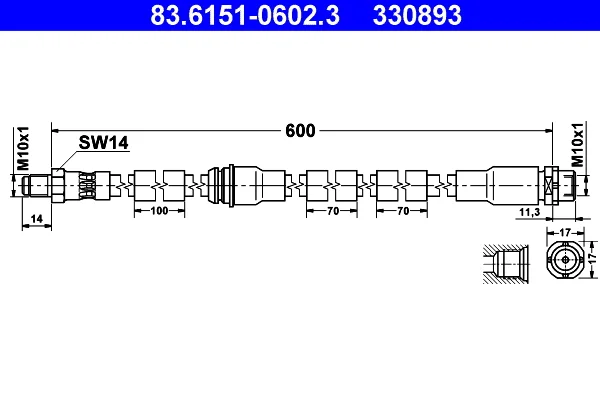 Brzdová hadice ATE 83.6151-0602.3 – OE 34306778260