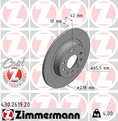 Brzdový kotouč ZIMMERMANN 430.2619.20
