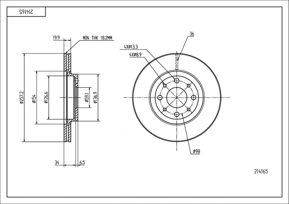 BRZ.KOTOUČ /P/ SIENA,PUNTO 1.4T 93- HART 214165